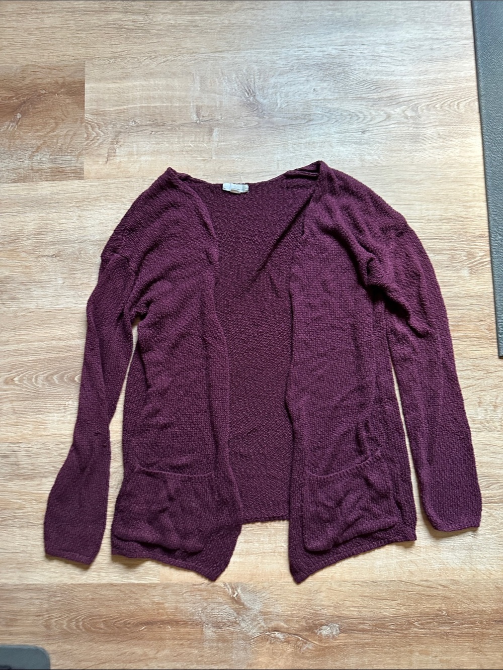 Garage Open-Front Burgundy Knit Cardigan
